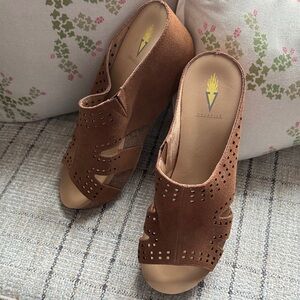Volatile Tan Wedge Sandals